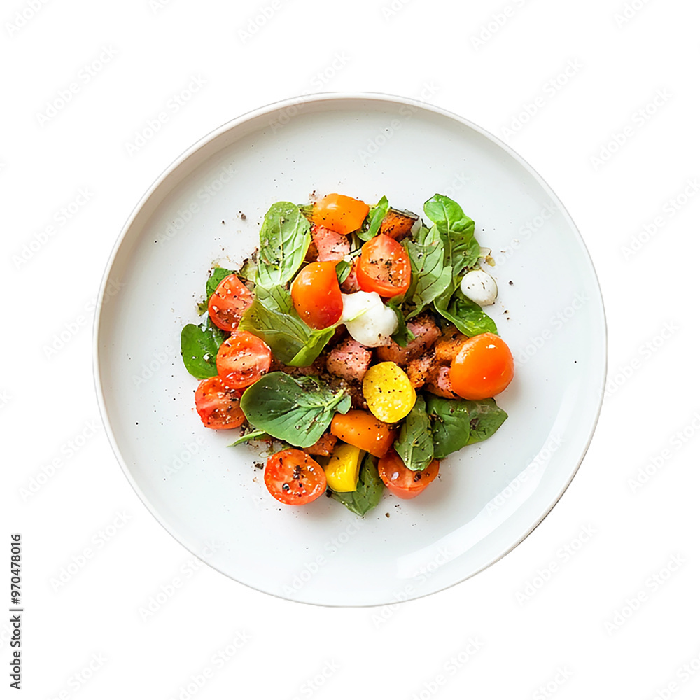 plate of salad with tomatoes, isolated, PNG plate of salad with tomatoes, isolated, PNG