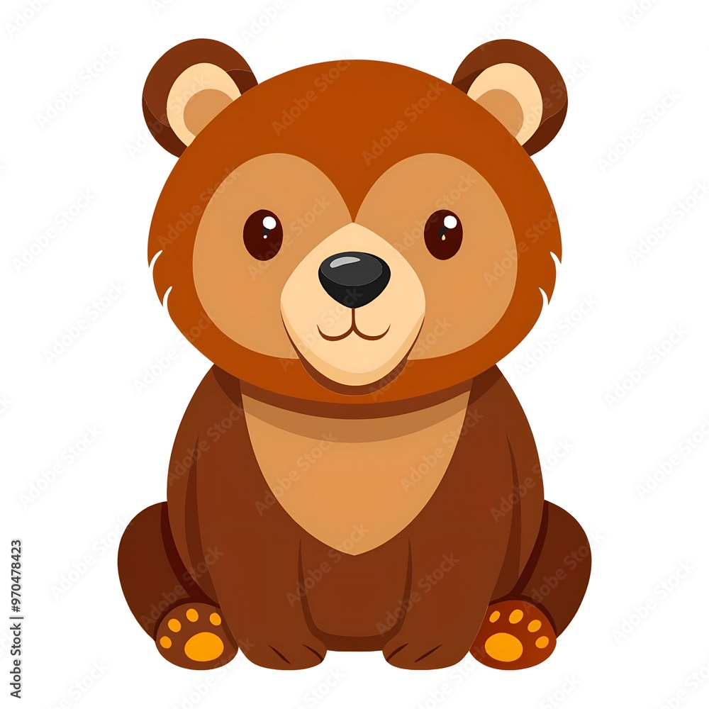 Obraz premium Cute cartoon baby bear illustration isolated on white background
