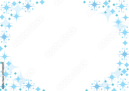 キラキラ背景フレーム　水色　青　サイズ比率4:3	

