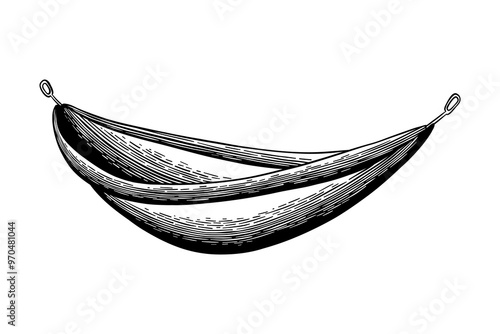 hand drawn hammock black and white illustration