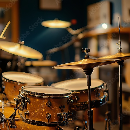 Creativity and music. Drums and drum sets. Recording Studio. Musical equipme photo