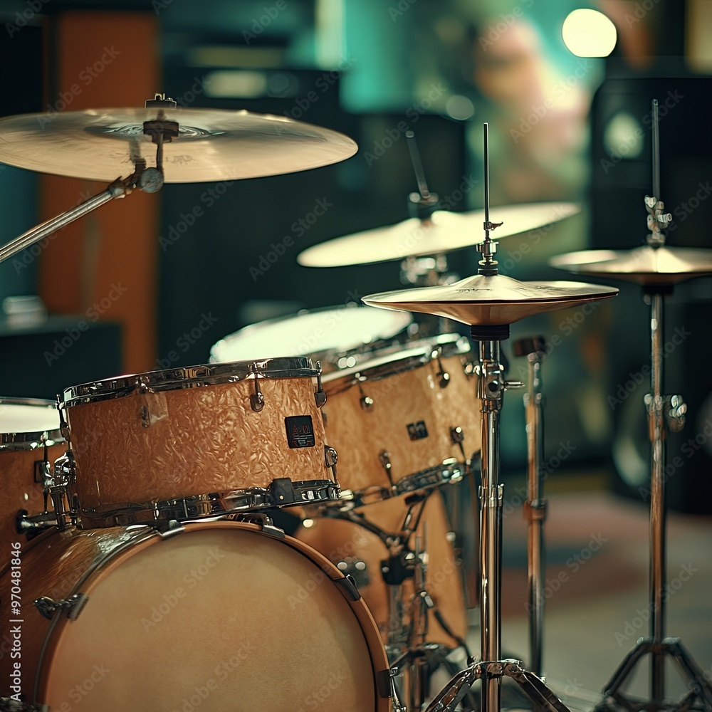 Obraz premium Creativity and music. Drums and drum sets. Recording Studio. Musical equipme
