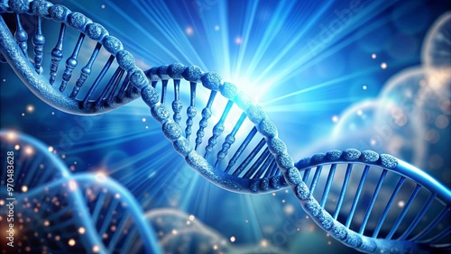 Blue DNA strand on a scientific background