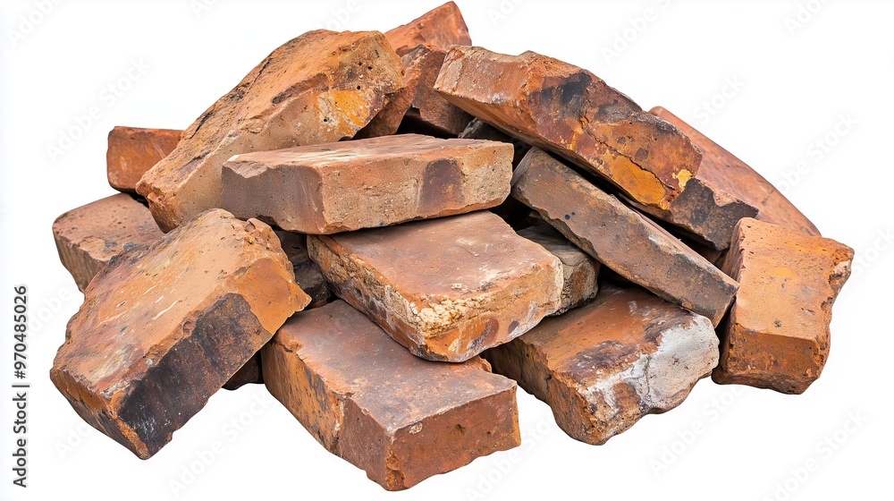 A pile of old blocks on white background A pile of old blocks on white background