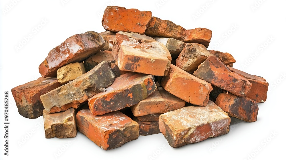 A pile of old blocks on white background A pile of old blocks on white background
