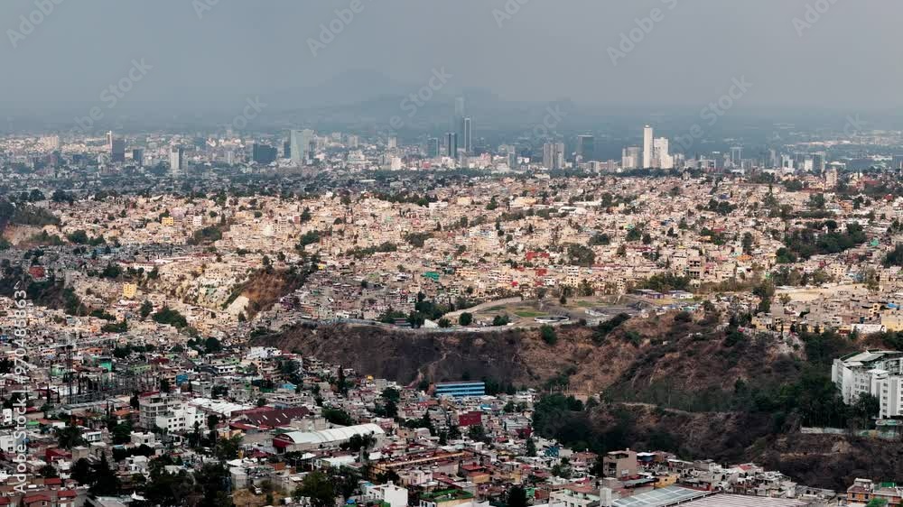 Lateral shot of mexico city slums near santa fe Lateral shot of mexico city slums near santa fe