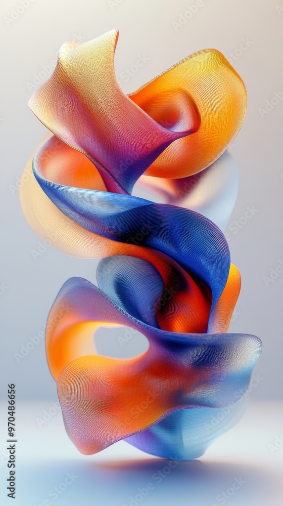 3D Multicolored Twisted Ribbon 3D Multicolored Twisted Ribbon
