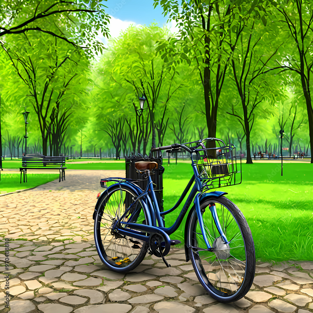 Bicycle Parked In The Park