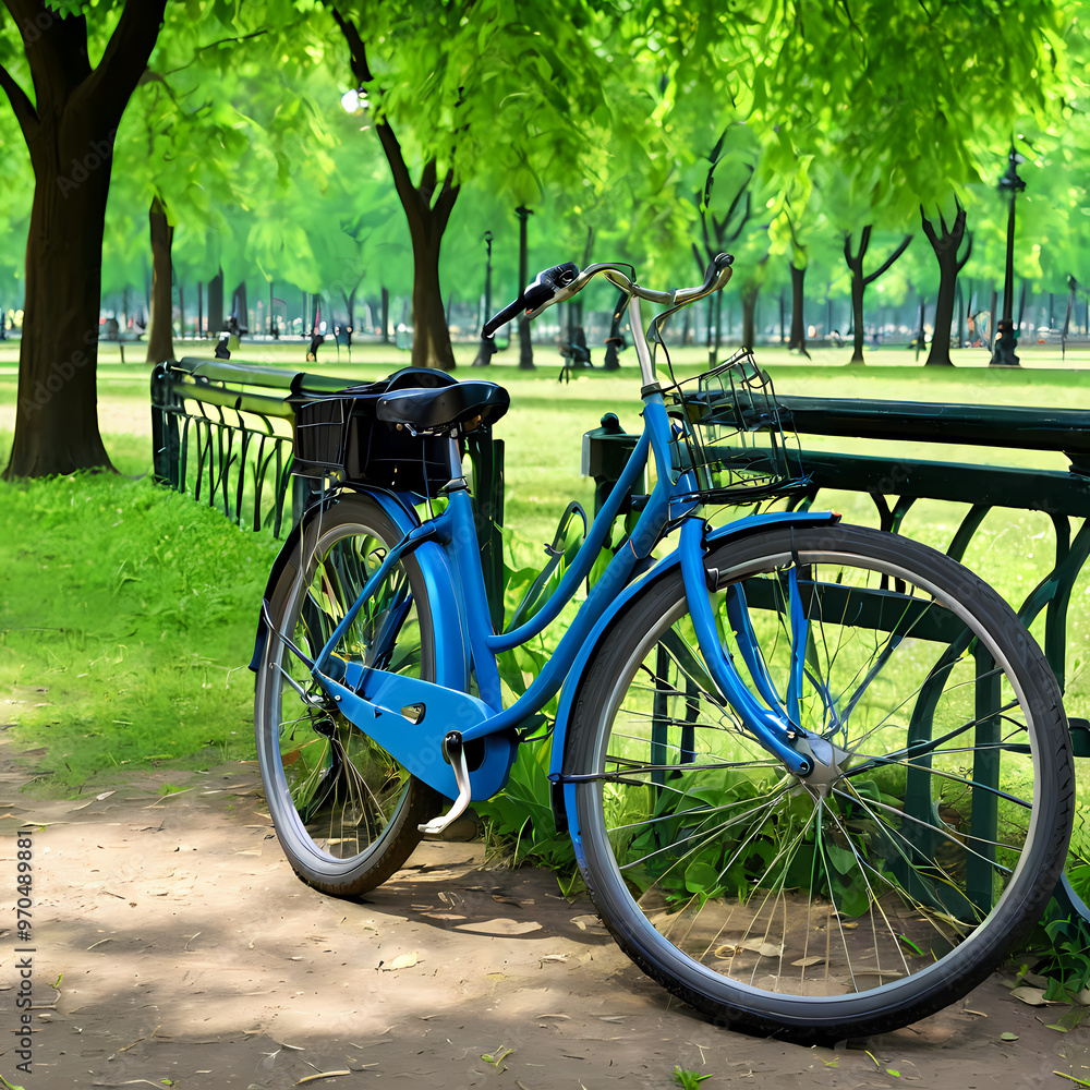 Fototapeta premium Bicycle Parked In The Park