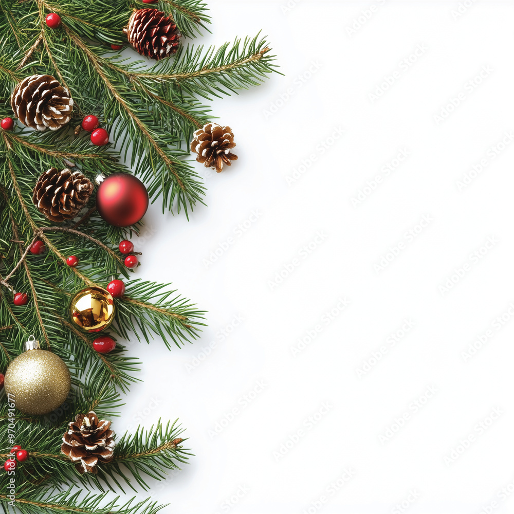 Christmas tree decoration on white square background. Generated ai