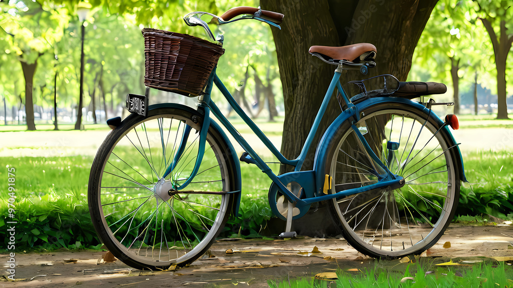 Fototapeta premium Bicycle Parked In The Park