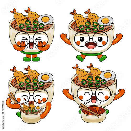 cute udon mascot character vector illustration