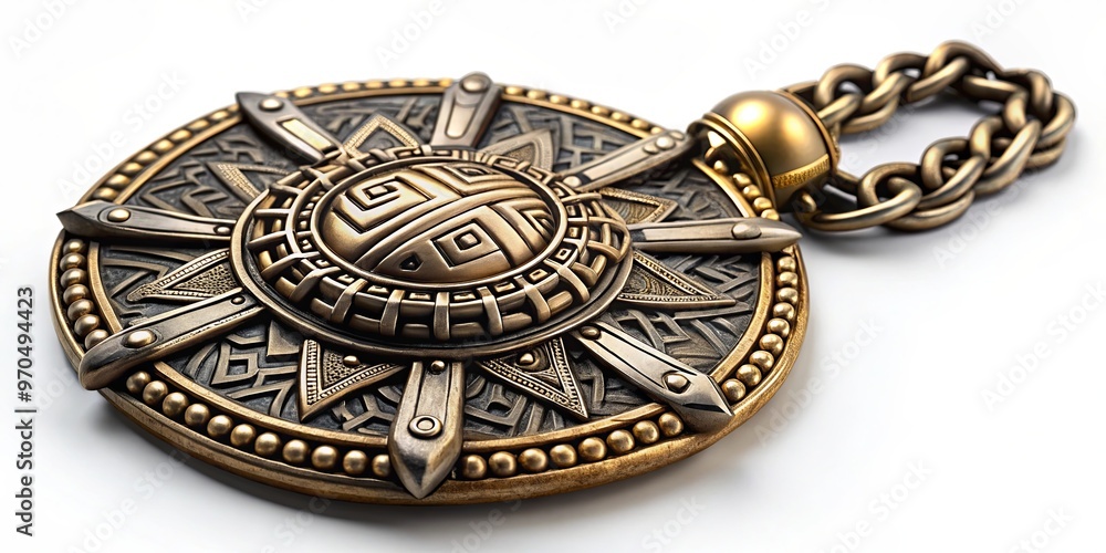 An ornate gladiator's amulet symbolizing luck and protection An ornate gladiator's amulet symbolizing luck and protection