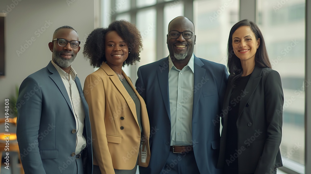 Diverse Business Leaders Standing Together, Confident and Smiling, Business Theme, Portrait Shot, Plain Office Background, Leaders Diverse Business Leaders Standing Together, Confident and Smiling, Business Theme, Portrait Shot, Plain Office Background, Leaders