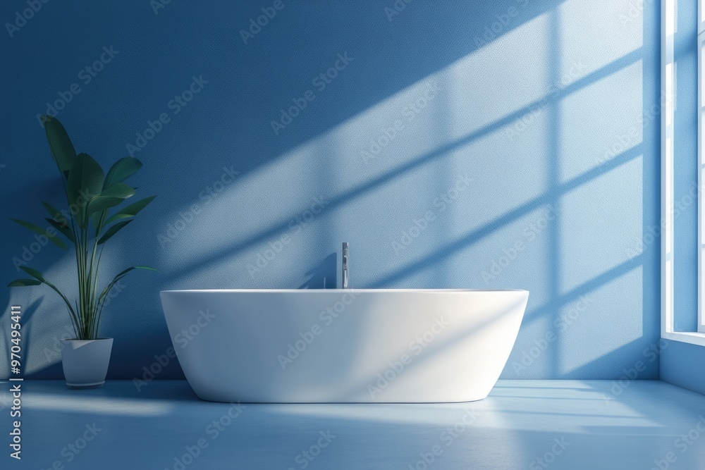 Minimalist Blue and White Bathroom Interior Design with Stylish Furnishings Minimalist Blue and White Bathroom Interior Design with Stylish Furnishings