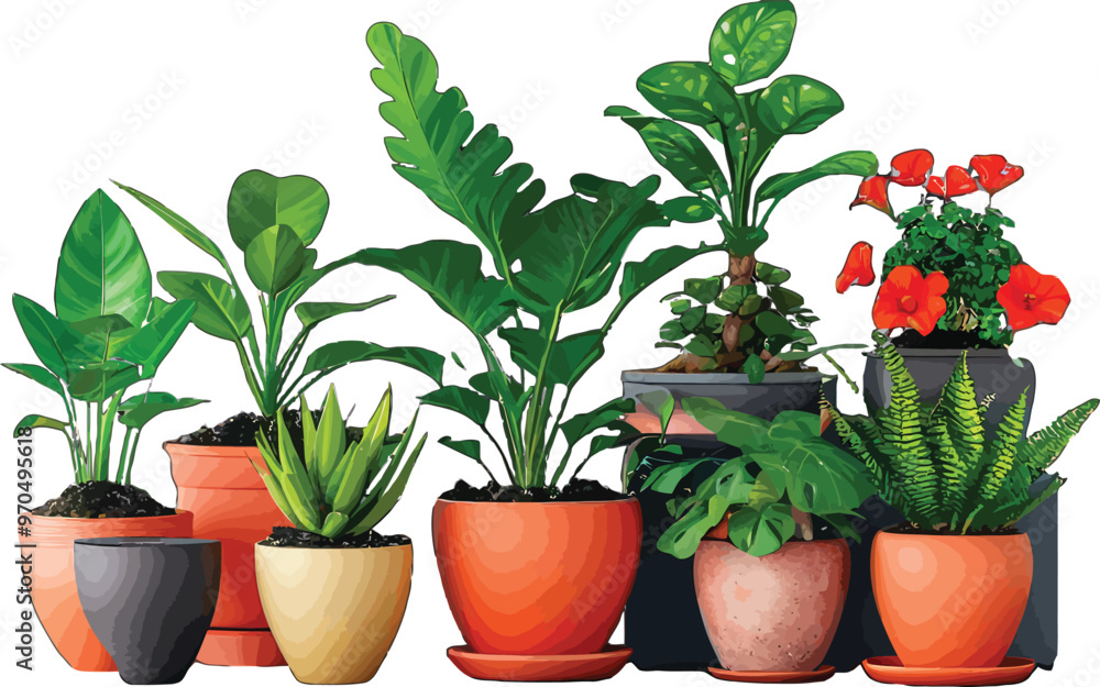 Vector Illustration Image of ornamental flower plants in pots that are often planted in front of the house as greenery Vector Illustration Image of ornamental flower plants in pots that are often planted in front of the house as greenery