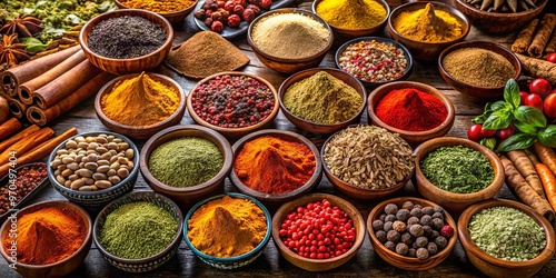 Vibrant Indian spices displayed in various textures and colors