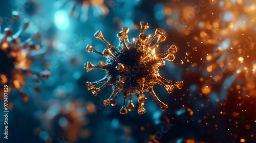 Virus Particles Under the Microscope. corona virus concept. photo