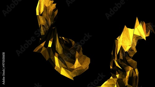 Abstract Polygon Shape Golden Geometric Shapes on Alpha Background v04 photo