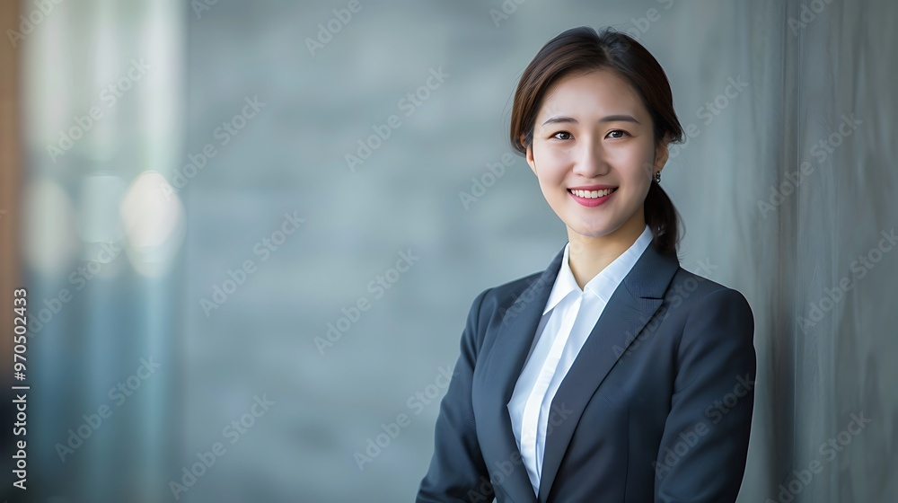 Confident and strong businesswoman depicted in a portrait shot against a plain background, symbolizing leadership and determination Confident and strong businesswoman depicted in a portrait shot against a plain background, symbolizing leadership and determination