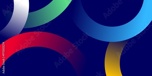 Fototapeta Naklejka Na Ścianę i Meble -  Abstract colorful gradient curves lines on dark blue background. Colorful overlapping circle abstract background