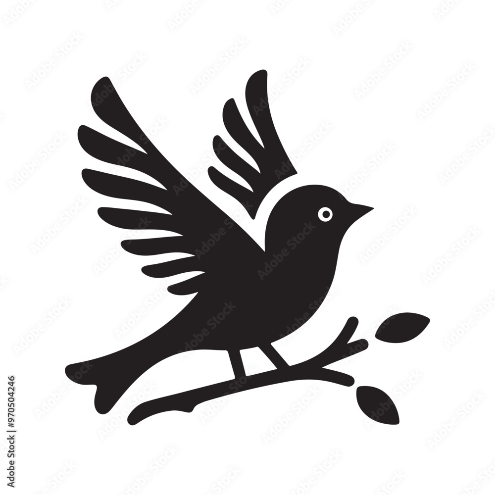 Obraz premium Black bird Flight in silhouette vector drawing logotype bird logo bird icon bird symble, symble icon clip art isolated on white background