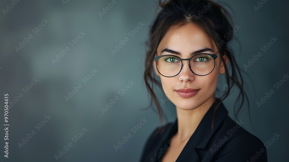 Confident and strong businesswoman depicted in a portrait shot against a plain background, symbolizing leadership and determination Confident and strong businesswoman depicted in a portrait shot against a plain background, symbolizing leadership and determination