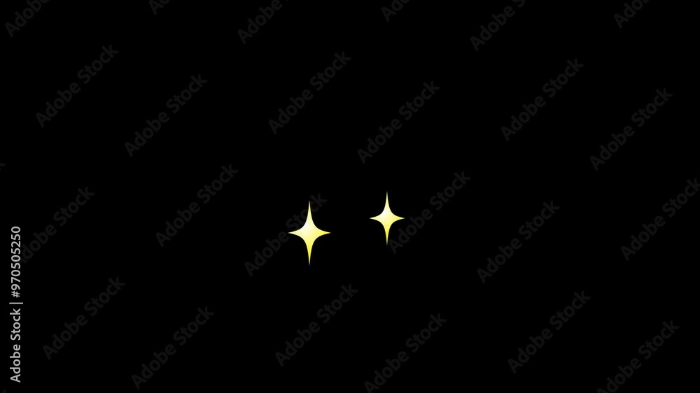 Twinkling Golden star looping, pop up react animation and shine with Alpha Channel on Black screen background Twinkling Golden star looping, pop up react animation and shine with Alpha Channel on Black screen background