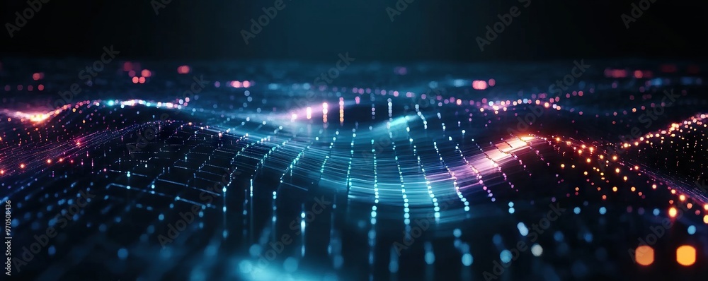 Obraz premium Digital background for tech, AI, data, audio, graphics, and more