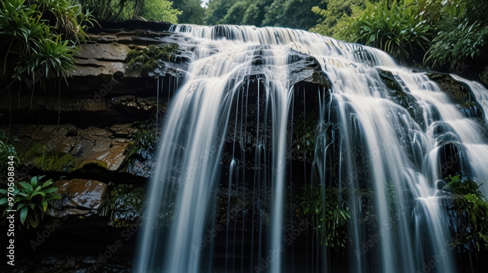 Waterfall Cascading Over Rocks Waterfall Cascading Over Rocks