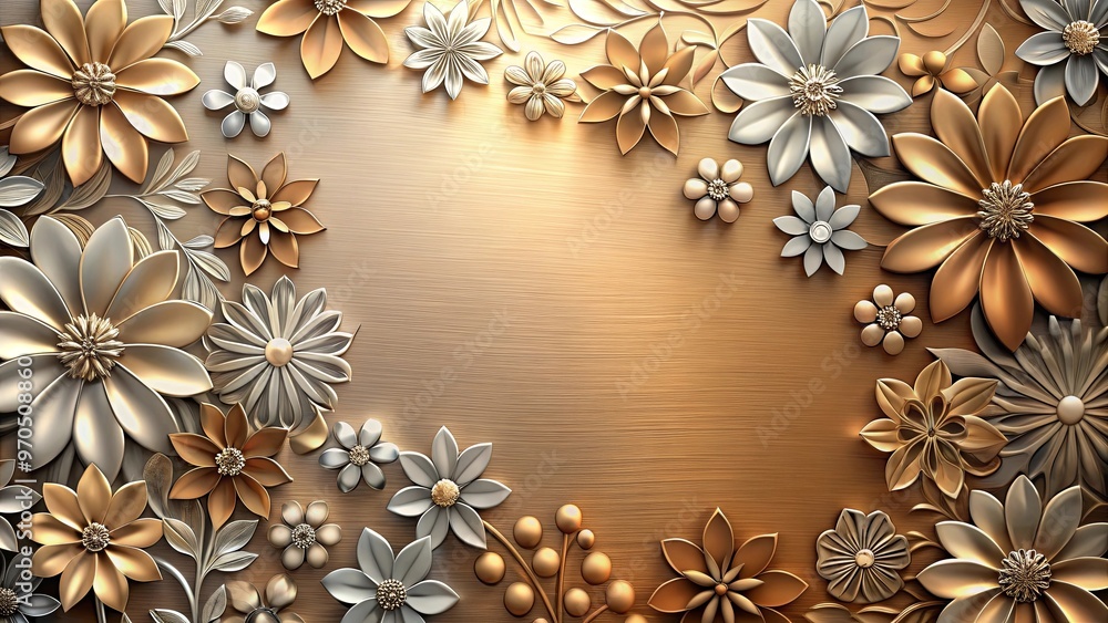Abstract wallpaper featuring metallic flowers and gradient textures for an elegant and modern look Abstract wallpaper featuring metallic flowers and gradient textures for an elegant and modern look