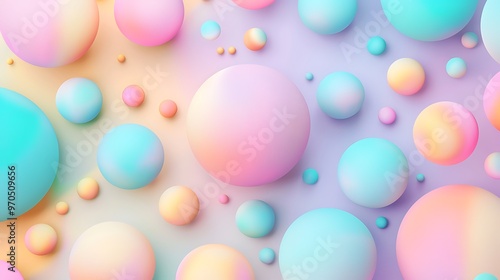 Geometric Shapes with Pastel Spheres Abstract Background, Plain Background, Copy Space, Geometric Shapes, Abstract