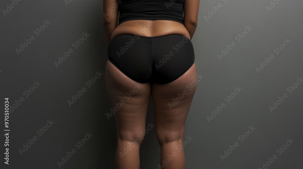 © Yeivaz - Woman with visible cellulite on her thighs and buttocks on gray background. Overweight liposuction © Yeivaz - Woman with visible cellulite on her thighs and buttocks on gray background. Overweight liposuction