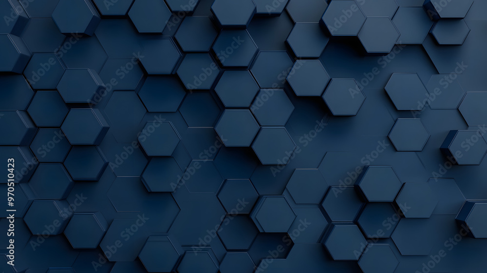 Obraz premium Hexagonal dark blue background texture. 3d illustration, 3d rendering