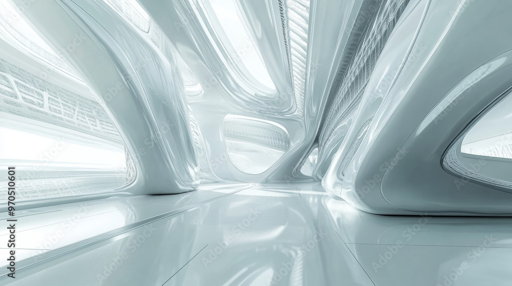 A futuristic building with a white interior. You can see everything in this 3D image, from every angle. A futuristic building with a white interior. You can see everything in this 3D image, from every angle.