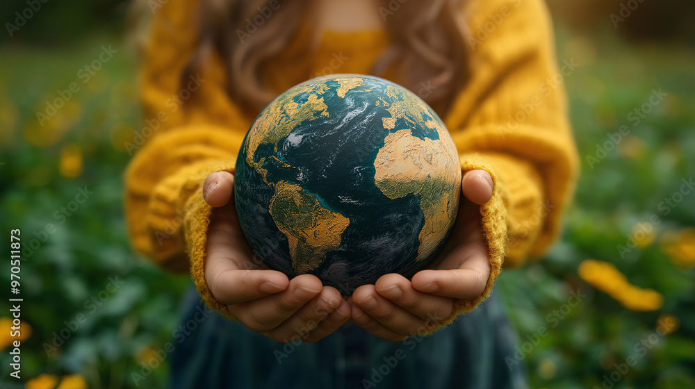 Child Holding Globe Earth Save Our Planet Child Holding Globe Earth Save Our Planet