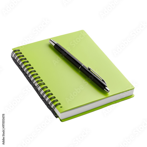 Green Notebook with Black Pen