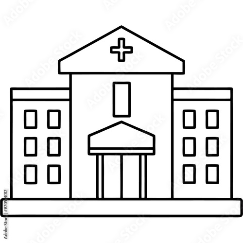 hospital building outline coloring book page line art drawing photo