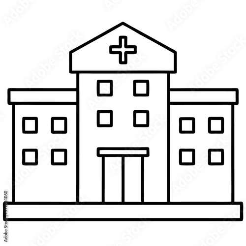 hospital building outline coloring book page line art drawing photo