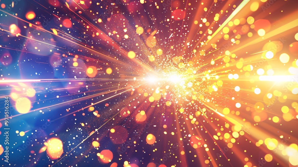 Fototapeta premium 30. A dynamic vector illustration of flashing lights with a glow sparkle effect, presented on a transparent background. The design features intense light bursts and sparkling particles, adding a