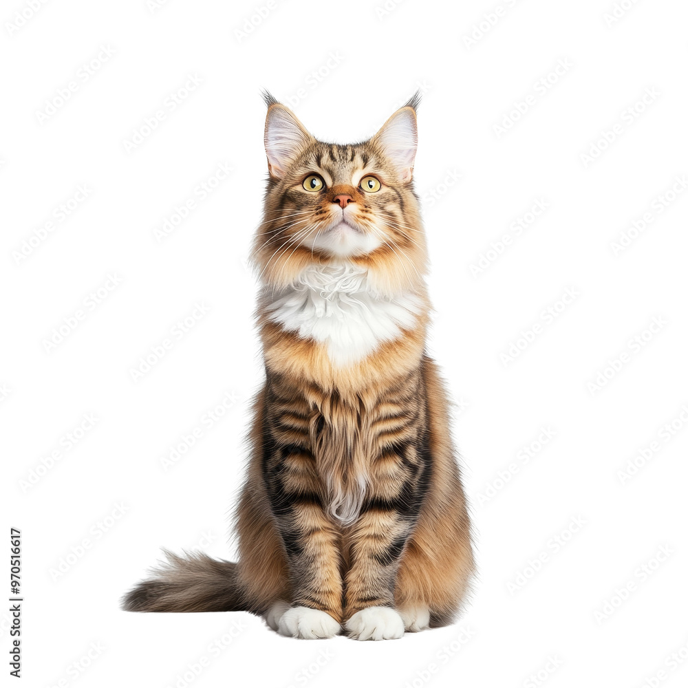 Fototapeta premium Cute Maine Coon Cat Sitting and Looking Up