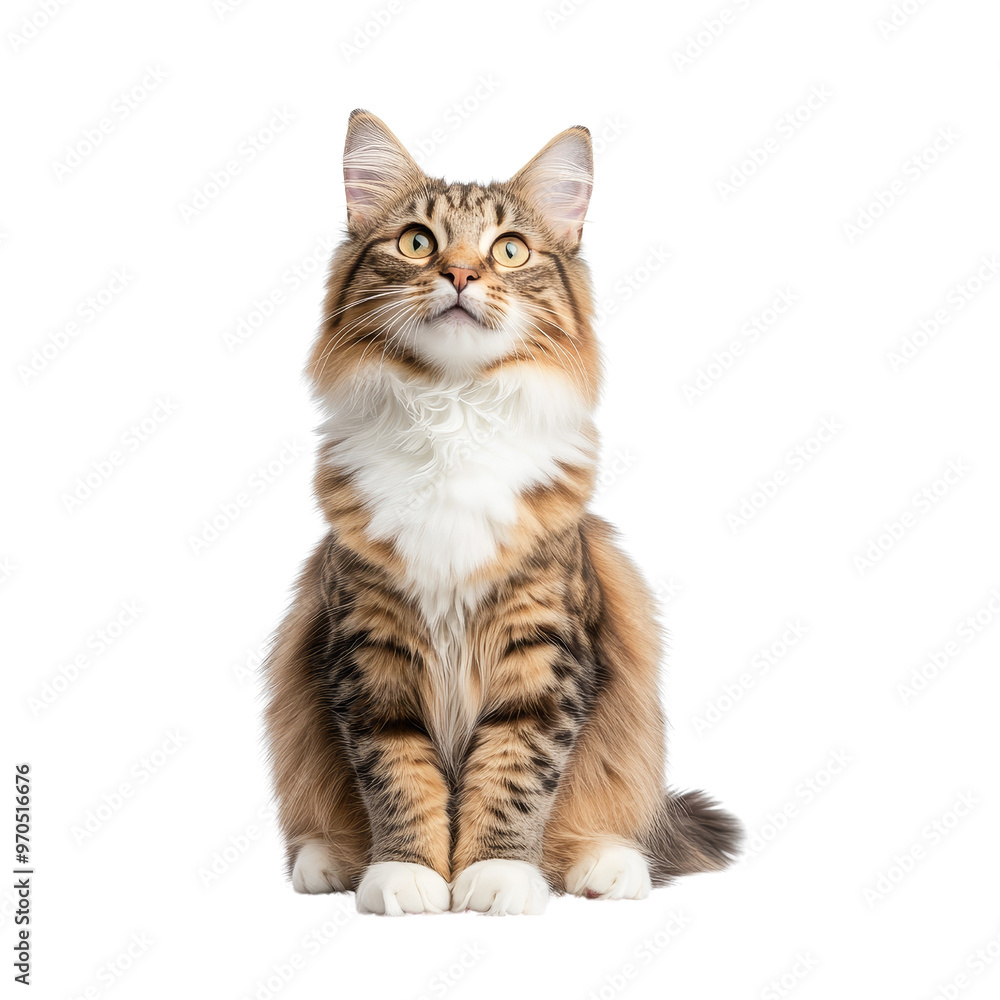 Obraz premium Cute Tabby Cat Sitting and Looking Up