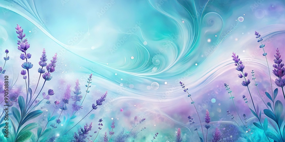 Abstract wallpaper featuring lavender and turquoise colors with dreamlike shapes, perfect for a calming and whimsical background Abstract wallpaper featuring lavender and turquoise colors with dreamlike shapes, perfect for a calming and whimsical background