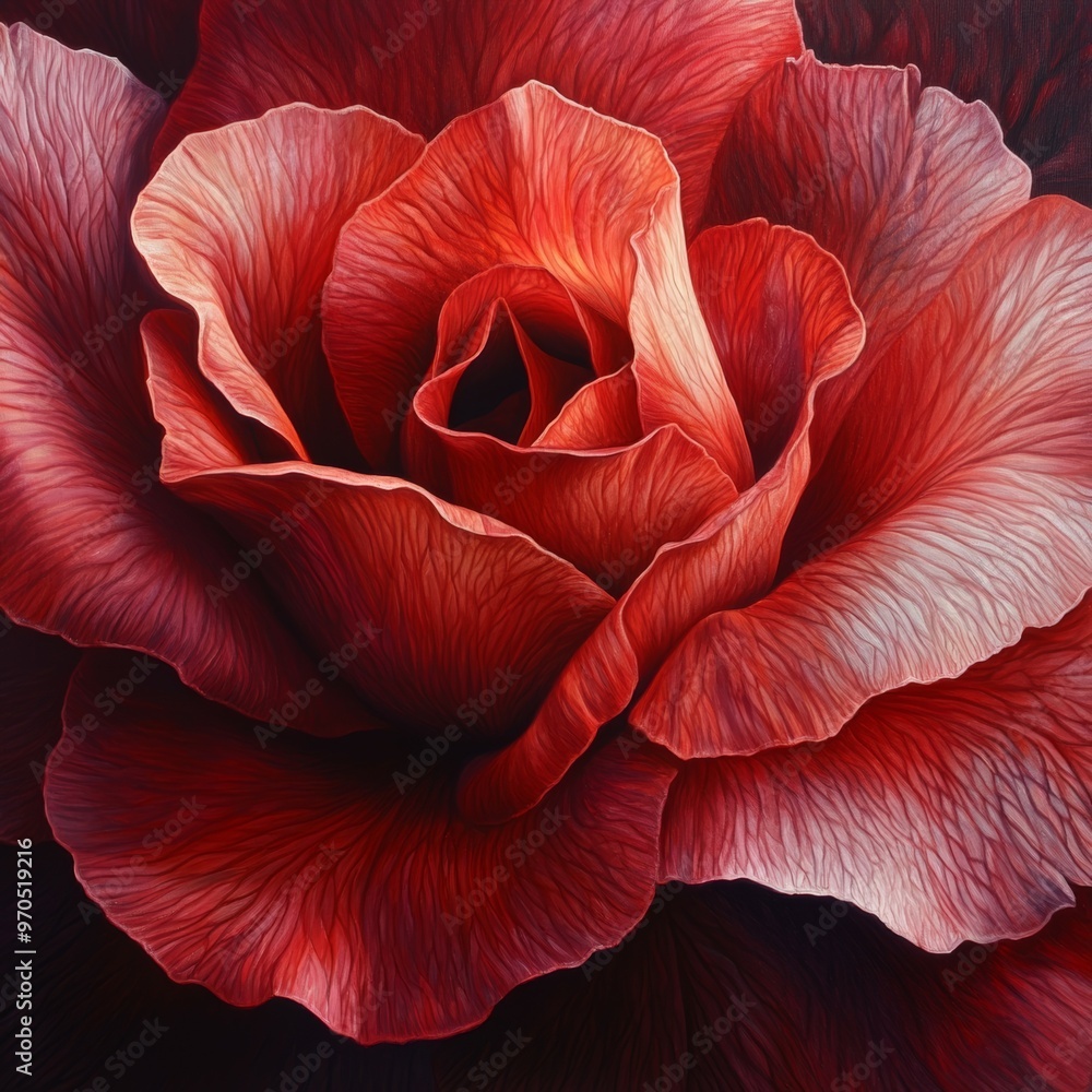 Closeup Red Rose Petals with Texture and Detail Closeup Red Rose Petals with Texture and Detail