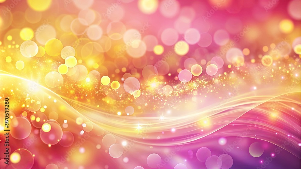 Pink and yellow splashes backdrop with glowing bokeh and abstract fluid patterns Pink and yellow splashes backdrop with glowing bokeh and abstract fluid patterns
