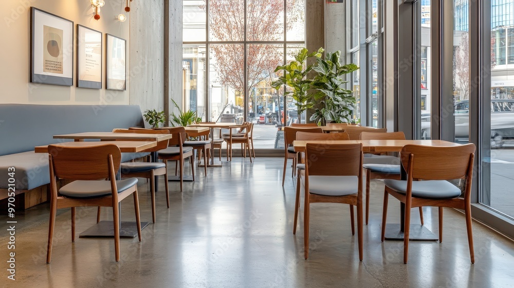 modern coffee shop with a sleek, minimalist interior. modern coffee shop with a sleek, minimalist interior.