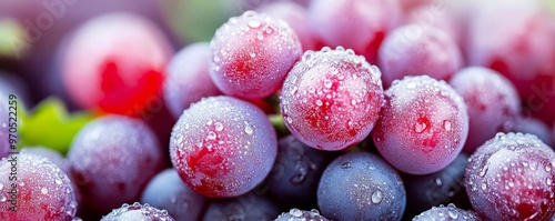 Wallpaper Mural Macro shot of red grapes covered in morning dew, highlighting the microclimate aspect of terroir, Wine Red Terroir, Nature's Influence on Wine Torontodigital.ca