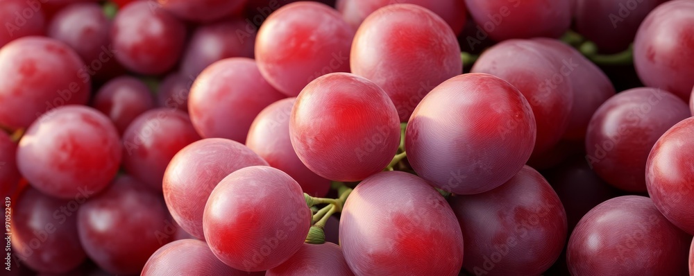 Red grapes soaking in sunlight, unique terroir terrain, close-up, 3D illustration Red grapes soaking in sunlight, unique terroir terrain, close-up, 3D illustration