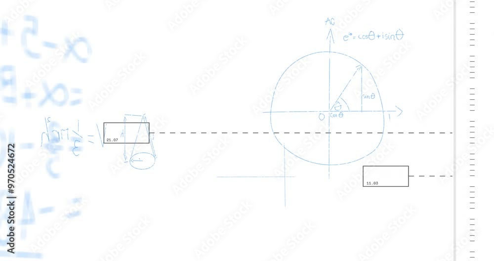 Animation of mathematical data processing over white background Animation of mathematical data processing over white background