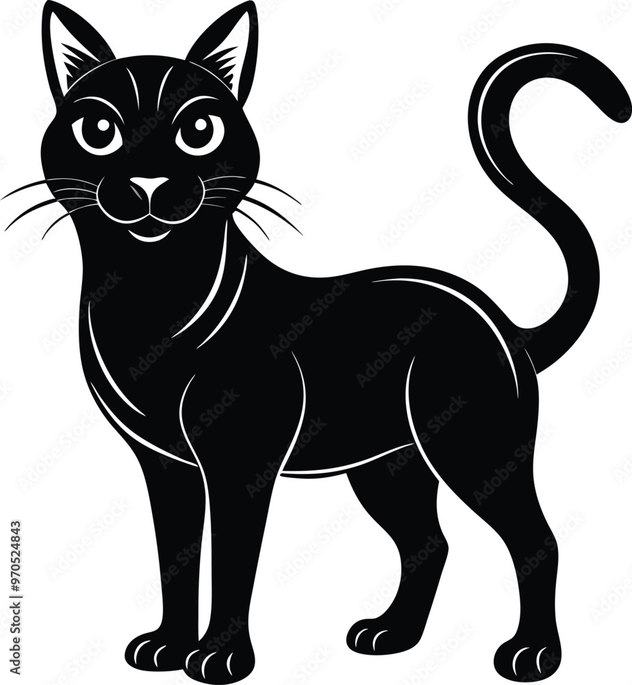 black cat vector illustration silhouette, Print black cat vector illustration silhouette, Print